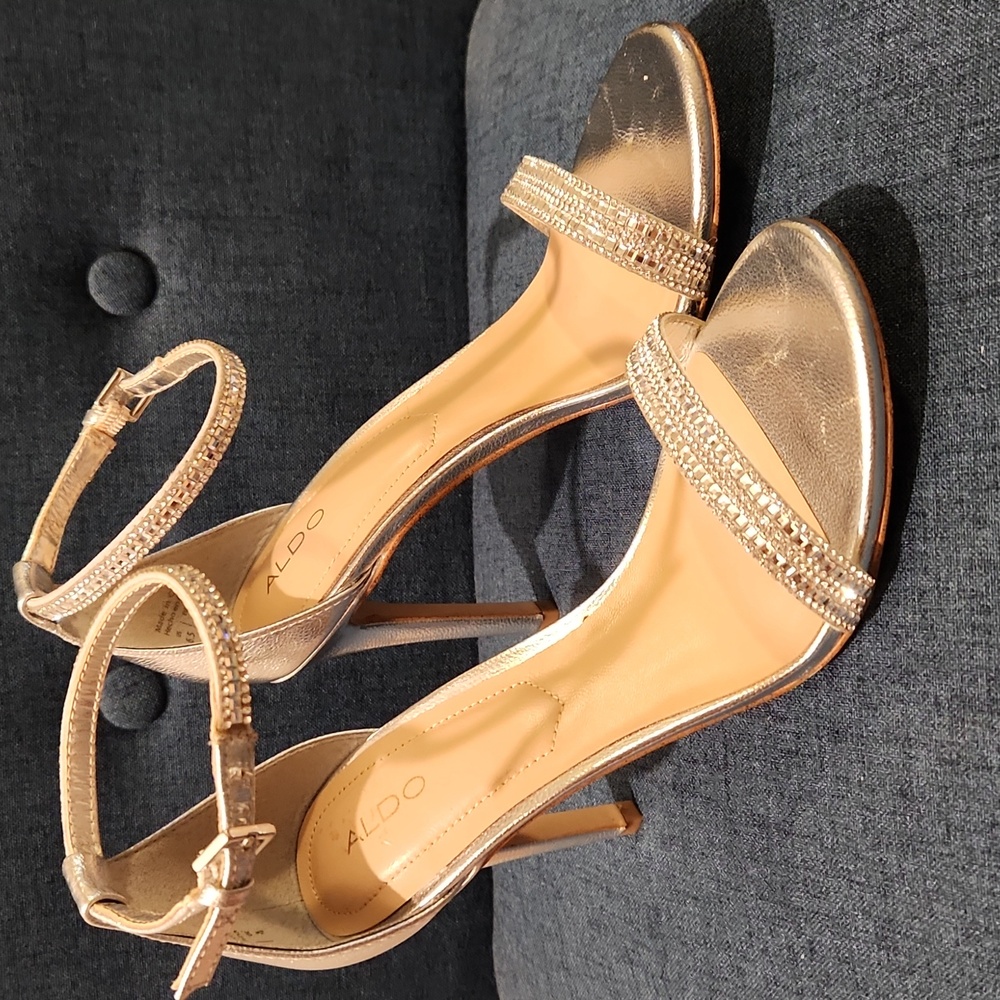 Aldo Silver Rhinestone Strappy Heels